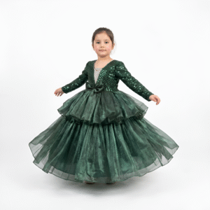 Birthday and party wear green frock
