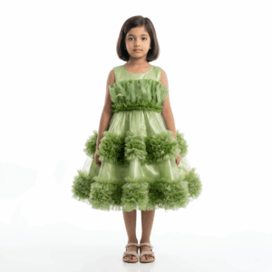 Pista green baby buff frock