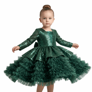 Dark green baby buff frock