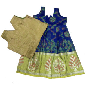 Blue with Green boarder pattu pavadai