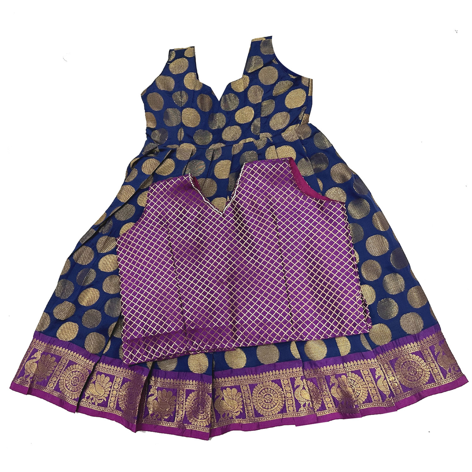 Dots Navy blue with purpel border