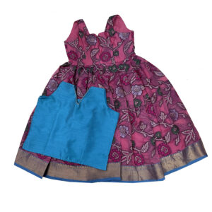 Pink with blue border