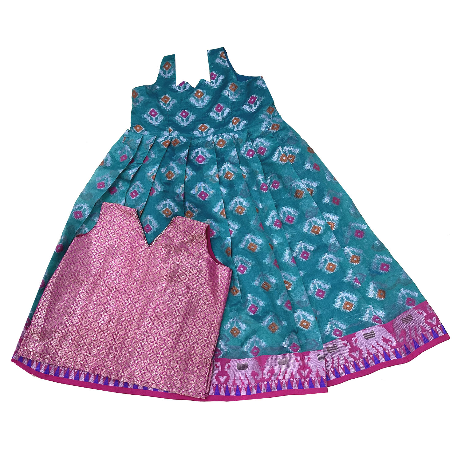 Blue with pink border