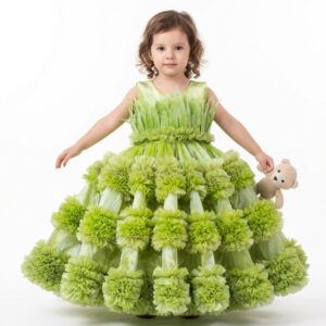 Pista green party wear and birthday Frock