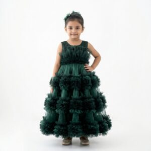 Green party wear and birthday Frock