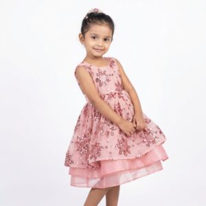 Pink step buff frock