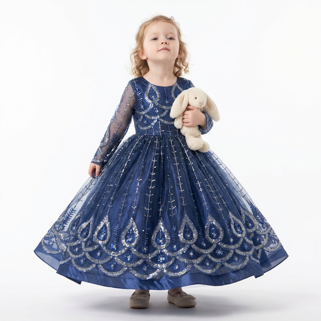 Ink blue coat lehenga dress