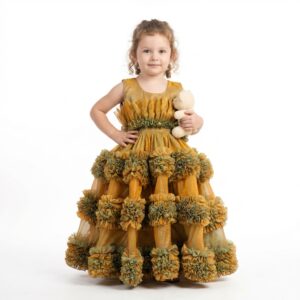 Musterd party wear and birthday Frock