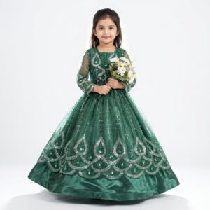 Green coat lehanga dress