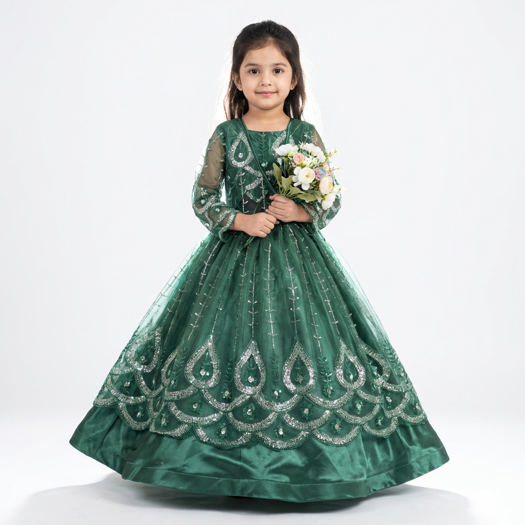 Green coat lehanga dress