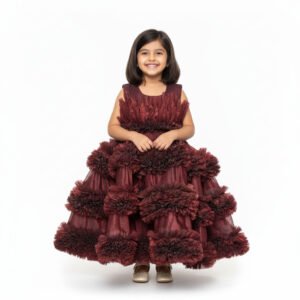 Brown party wear and birthday frock