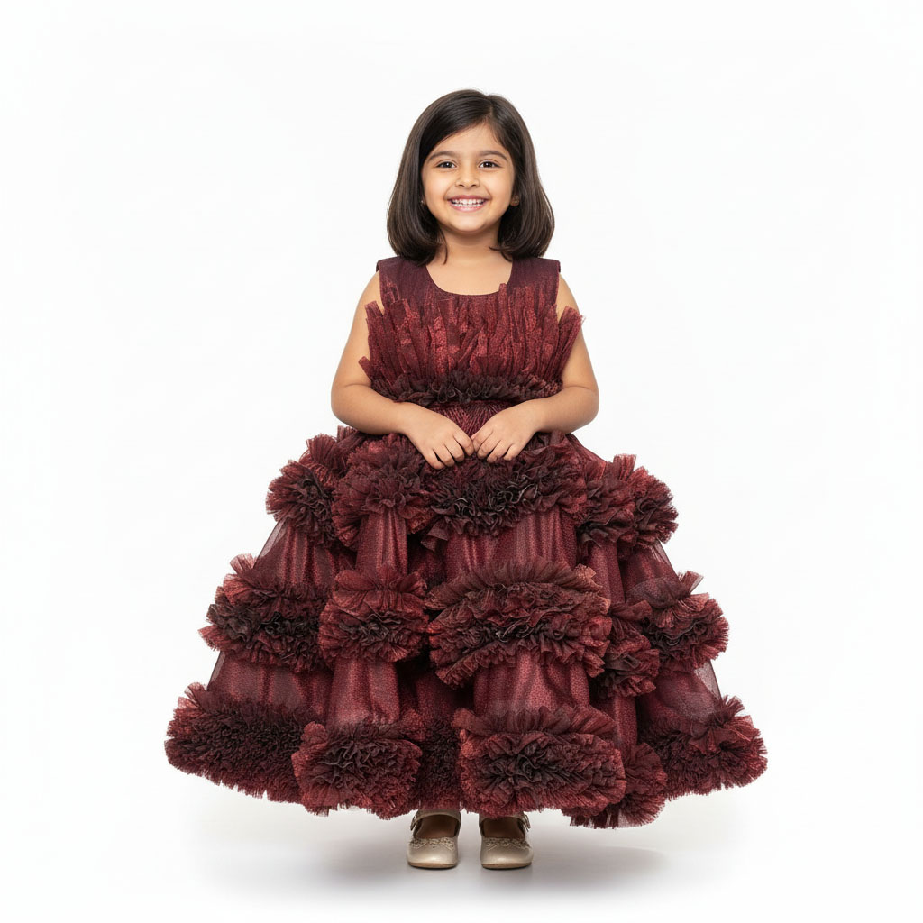 Brown party wear and birthday frock