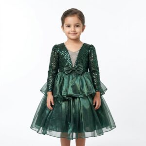 Birthday and party wear green frock