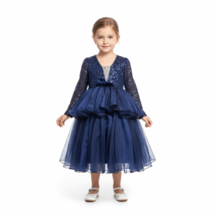 Birthday and party wear navy blue frock